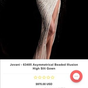Jovani - 63405 Asymmetrical Beaded Illusion High Slit Gown - sz 6, altered sz 4